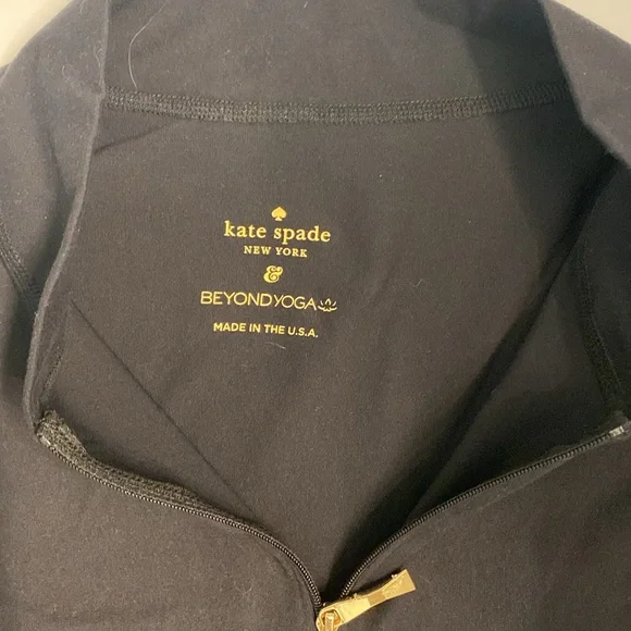 Kate Spade x Beyond Yoga black back blk/ wht bow zip up jacket Large - Picture 4 of 7